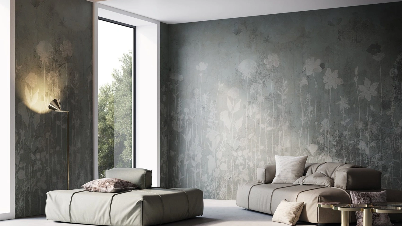 Carta da parati a fiori in stile grunge Tear di Instabilelab