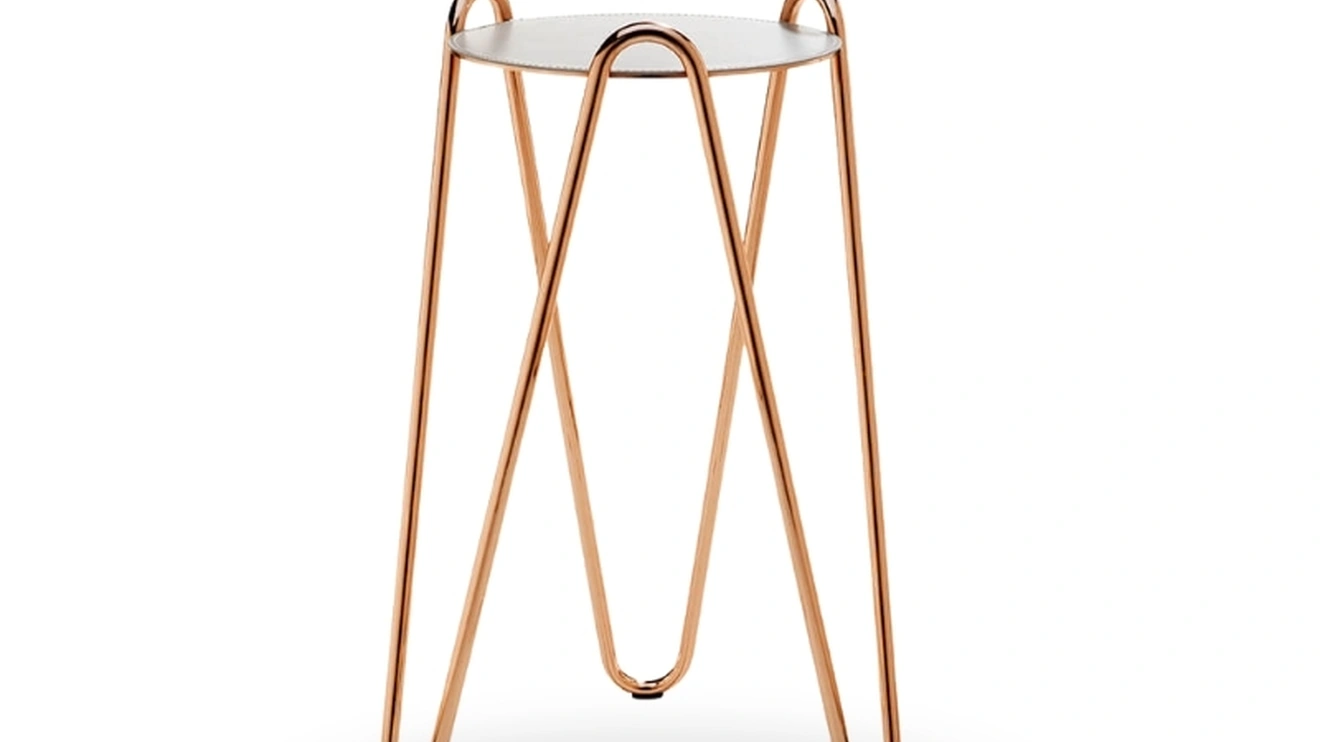 Tavolino in metallo con top rivestito in cuoio Apelle Chic di Midj