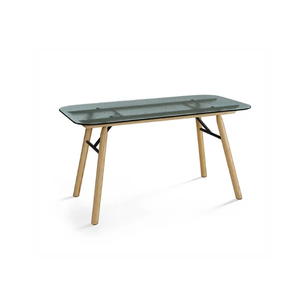 Scrittoio Suite con top in vetro e base in legno di Midj