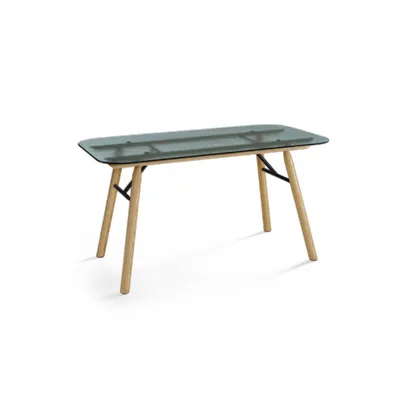 Scrittoio Suite con top in vetro e base in legno di Midj