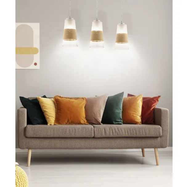 Lampada a sospensione con diffusore in vetro e raffia Burnham di Eglo