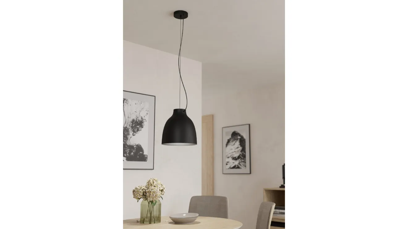 Lampada a sospensione Camasca in acciaio colore Nero di Eglo