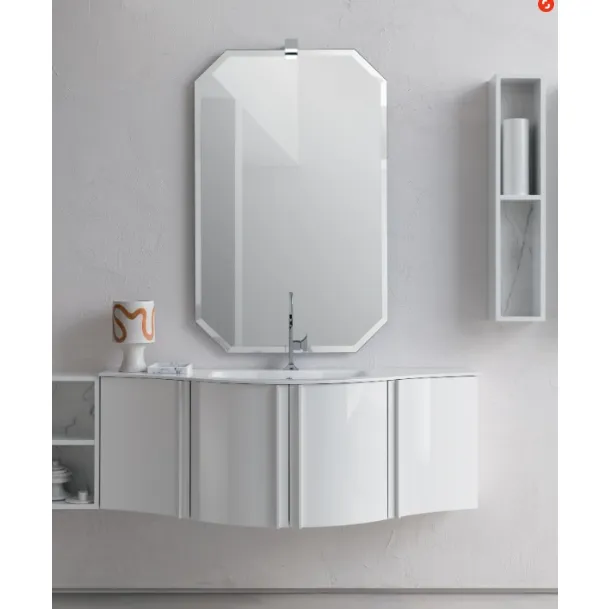 Mobile da Bagno sospeso in laccato bianco lucido B201 BD028 di Compab