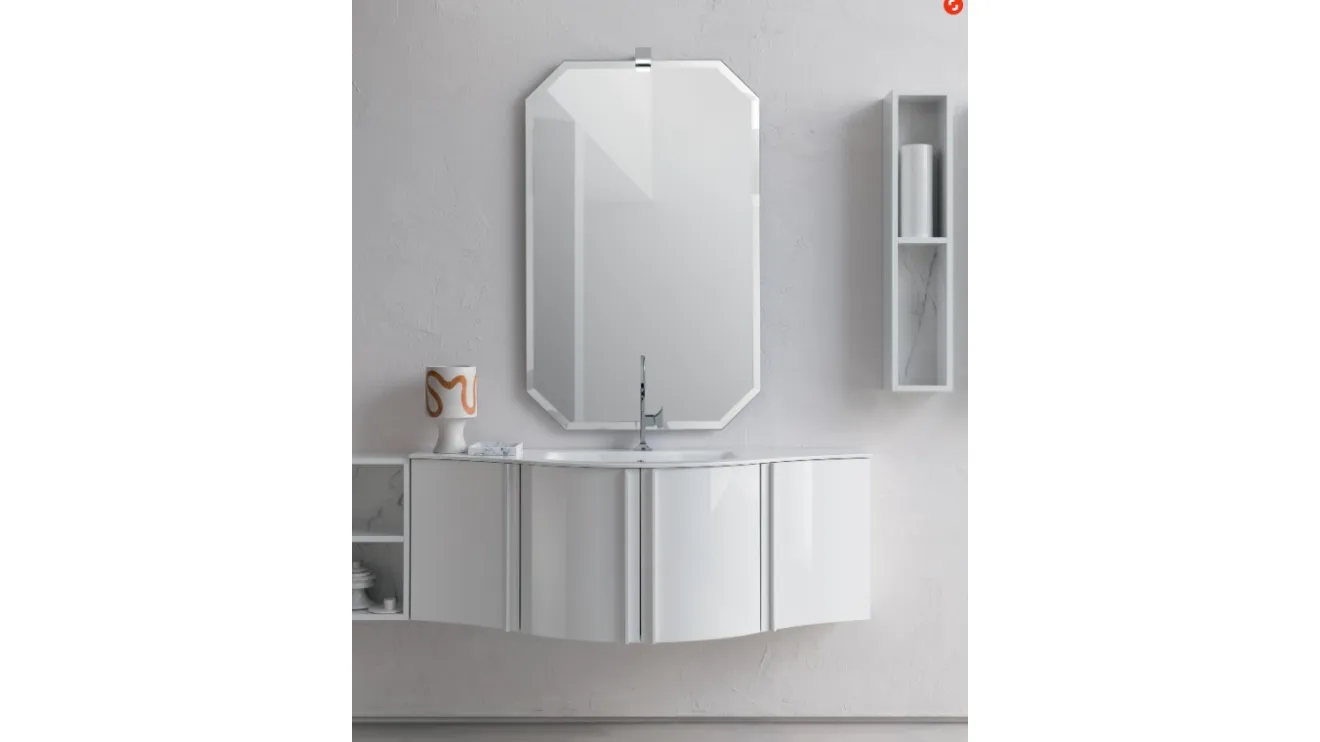 Mobile da Bagno sospeso in laccato bianco lucido B201 BD028 di Compab