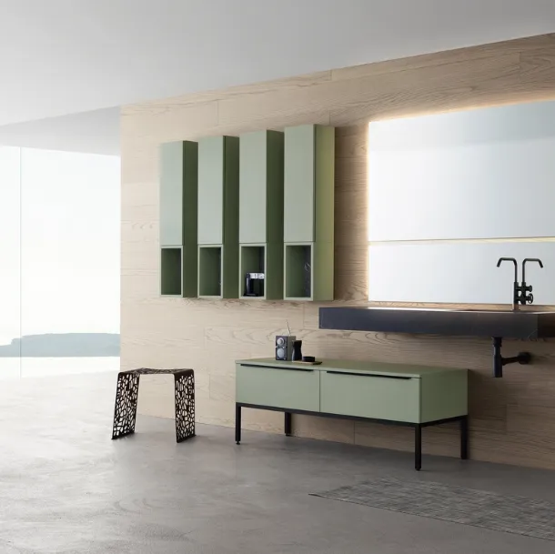 Mobile Bagno da terra in laccato sabbiato con lavabo integrato in gres K25 K HOUSE 53 di Compab