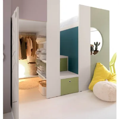 Cameretta con cabina armadio Alpha Letto a Soppalco G010 di Doimo Cityline