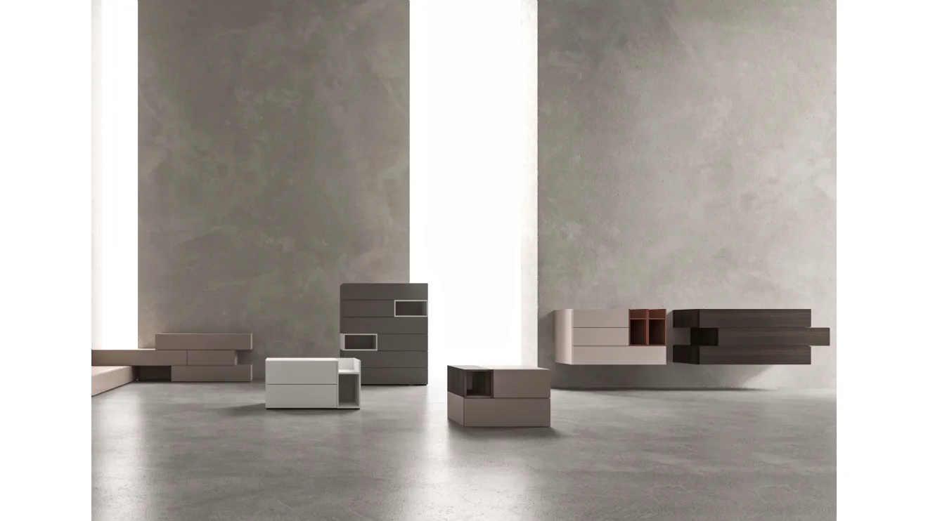 Gruppo notte componibile in laccato opaco Brick di Mab