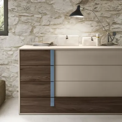 Comodino Gruppo Stylo in legno con maniglia in metallo di Marka Total Living