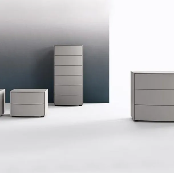Gruppo notte moderno in laccato grigio opaco Tenso di Mab