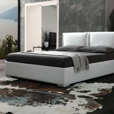 Letto in ecopelle con testiera e box contenitore Asia di Ergogreen