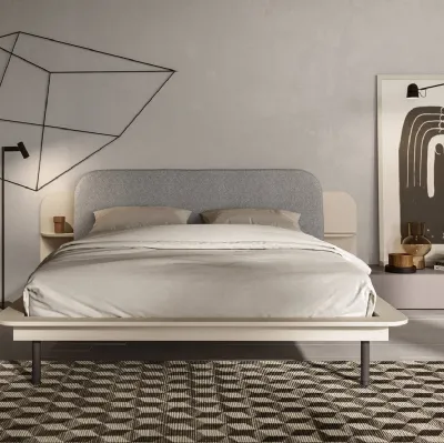Letto in laccato opaco con testiera in tessuto Secret di Mab