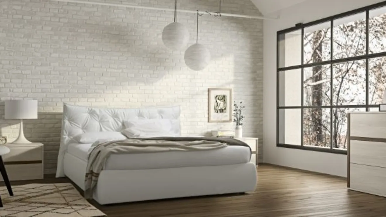 Letto RK505 Vanity con finitura in salamanca bianca di Marka Total Living