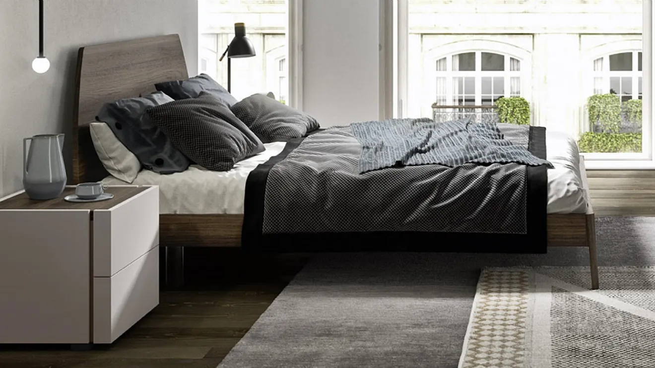 Letto in legno con testiera sagomata Vico di Mab
