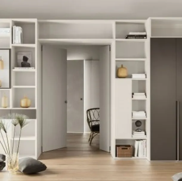Libreria M-09 in legno con vetro trasparente di Marka Total Living