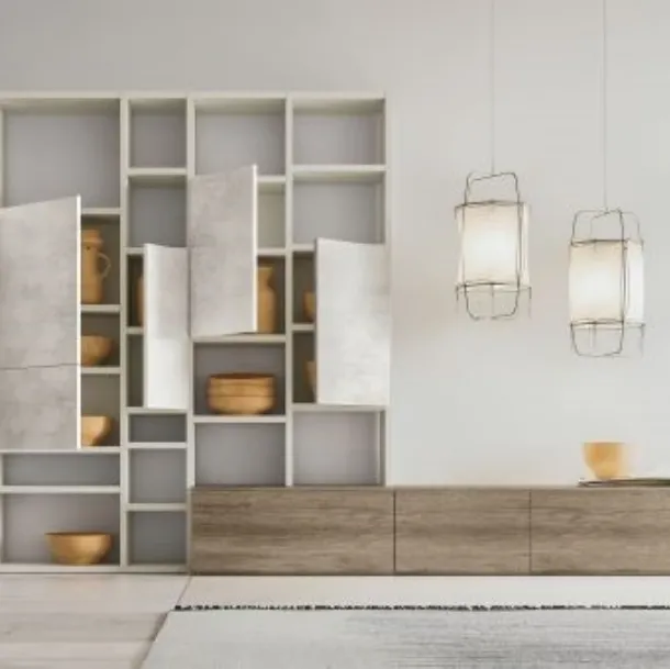 Libreria M-14 in legno e ante in calce di Marka Total Living