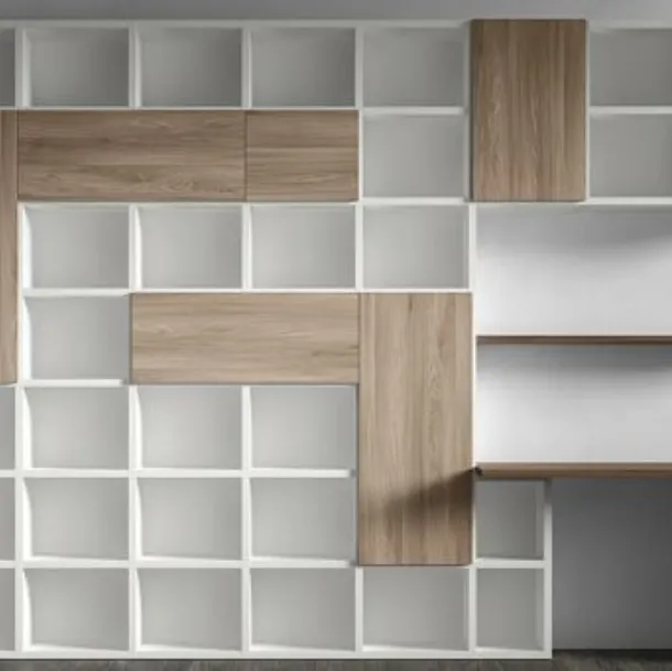 Libreria RF510 Time divisoria a muro in legno laccato di Marka Total Living