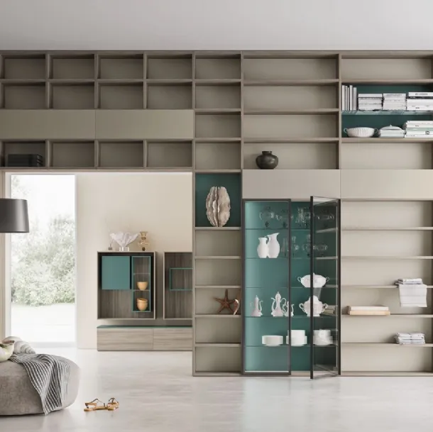 Libreria a muro componibile Composizione M01 di Marka Total Living