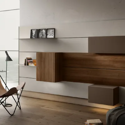 Mobile sospeso Living 01 in Noce e laccato opaco di Arredo3