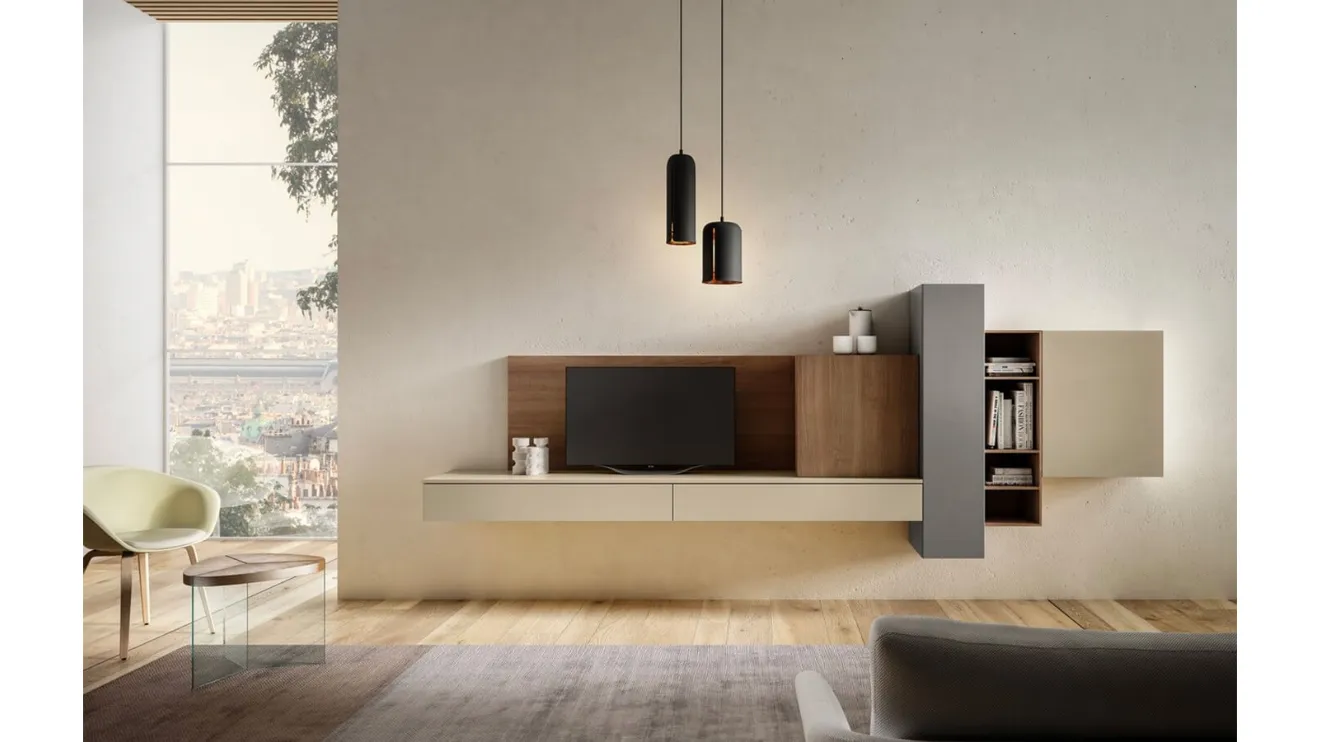 Parete Attrezzata Living 08 in laccato opaco e legno di Arredo3