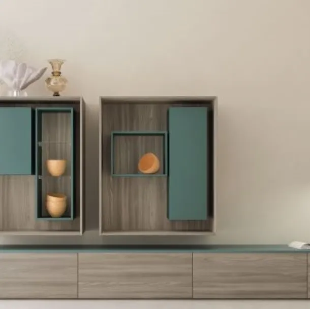 Parete Attrezzata M-02 in legno laccato di Marka Total Living