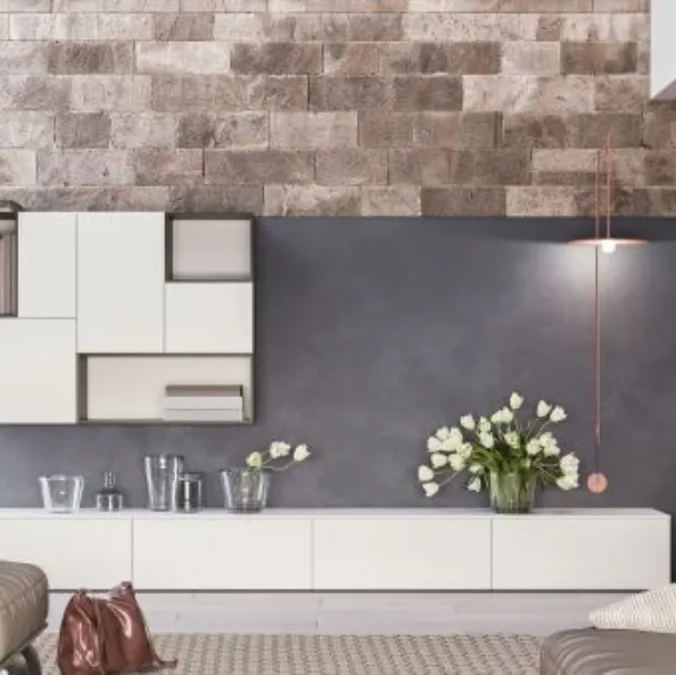 Parete Attrezzata M-04 in legno laccato di Marka Total Living