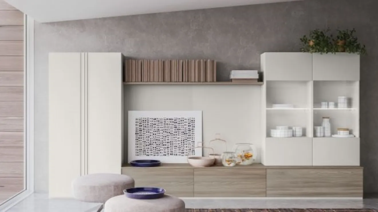 Parete Attrezzata M-07 in legno laccato di Marka Total Living