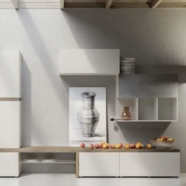 Parete Attrezzata M-21 in legno laccato di Marka Total Living