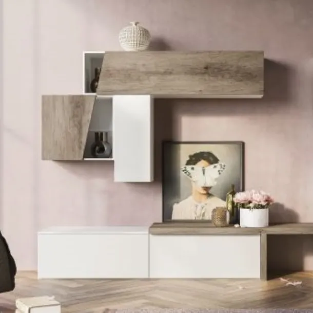 Parete Attrezzata M-22 in legno laccato di Marka Total Living