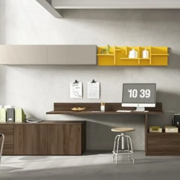 Parete Attrezzata RF104-Pascal in legno laccato di Marka Total Living