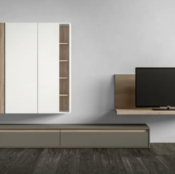 Parete Attrezzata RF107 Day in legno laccato di Marka Total Living