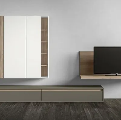 Parete Attrezzata RF107 Day in legno laccato di Marka Total Living