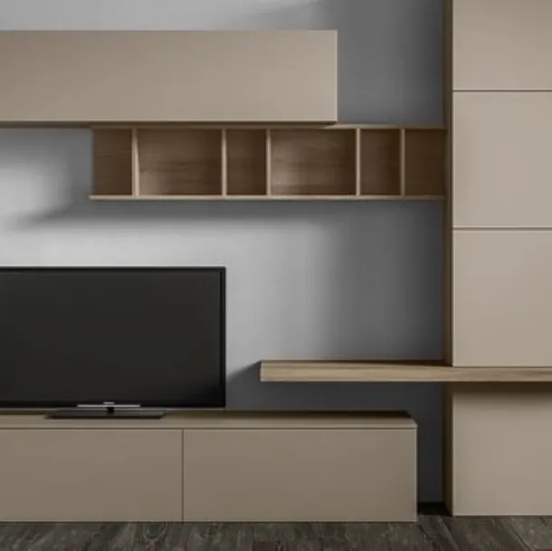 Parete Attrezzata RF110 Day in legno laccato di Marka Total Living