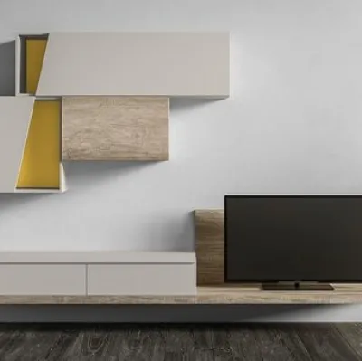Parete Attrezzata RF112 Day in legno laccato di Marka Total Living