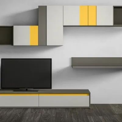 Parete Attrezzata RF113 Day in legno laccato di Marka Total Living