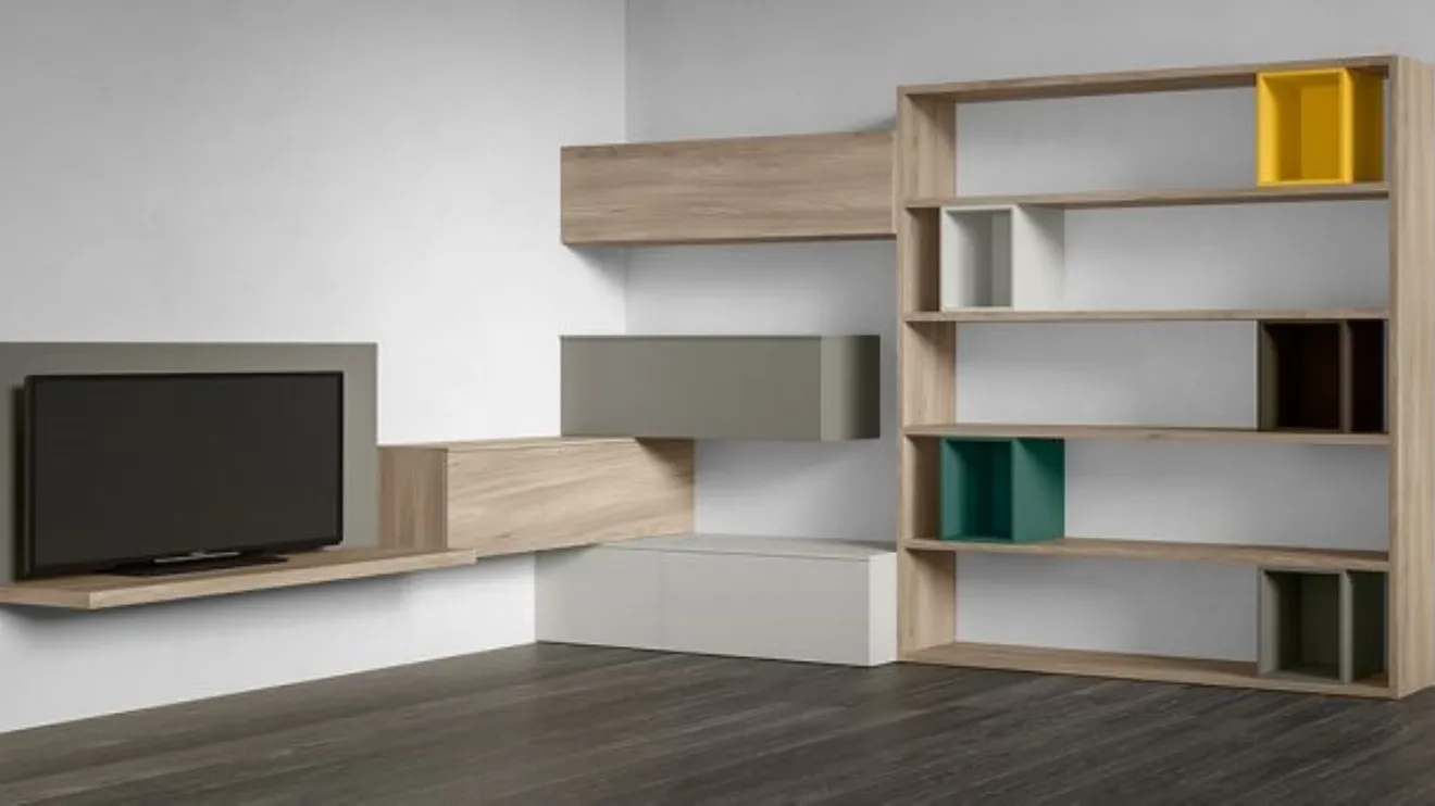 Parete Attrezzata RF118 Day in legno laccato di Marka Total Living