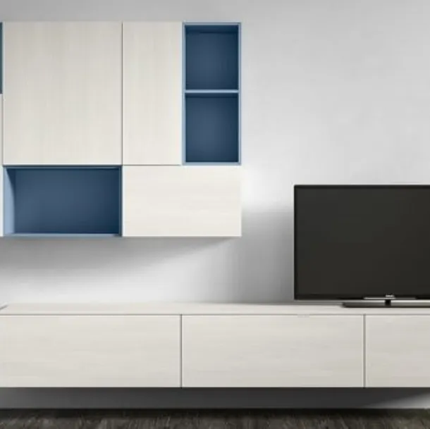 Parete Attrezzata RF120 Day in legno laccato di Marka Total Living