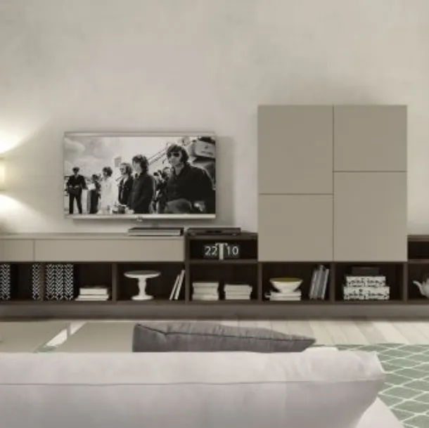 Parete Attrezzata RF501 in legno laccato Time di Marka Total Living