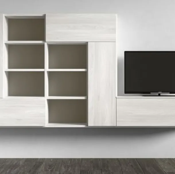 Parete Attrezzata RF507 Time in legno laccato di Marka Total Living