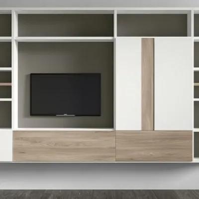 Parete Attrezzata RF508 Time in legno laccato di Marka Total Living