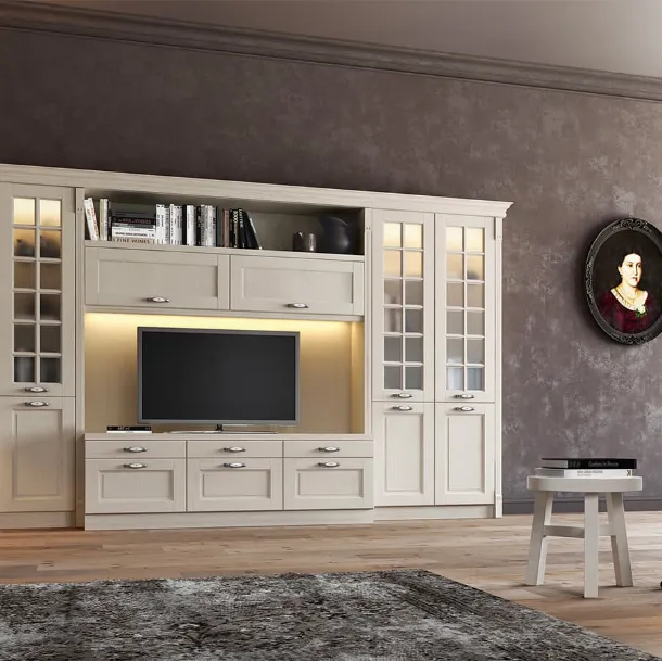 Parete Attrezzata in legno di Frassino Virginia II di Arredo3