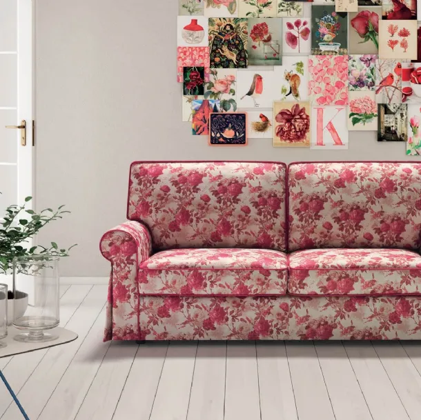 Divano lineare in tessuto con stampa floreale Love di Samoa