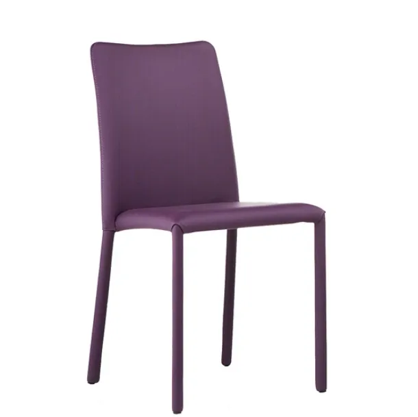 Sedia impilabile completamente rivestita in pelle Silvy SB R_TS di Midj
