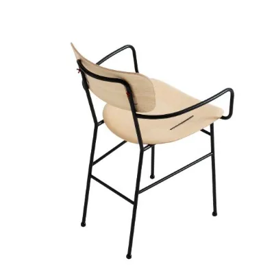 Sedia con braccioli, in legno con struttura in metallo Piuma P M LG di Midj