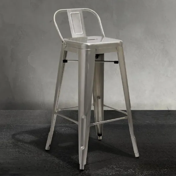 Sgabello Route 66 Back Stool 65 in metallo di La Seggiola