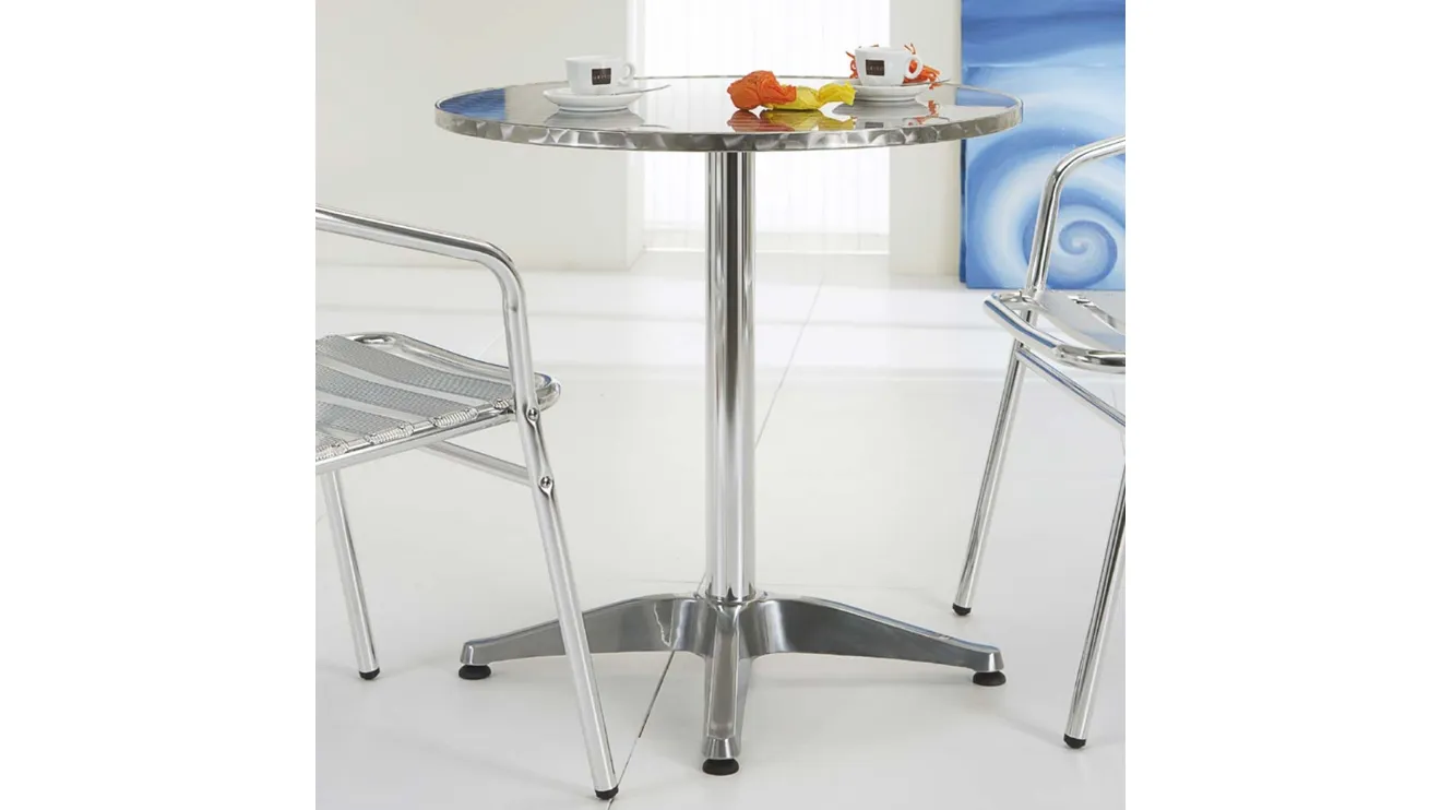 Tavolo rotondo Allumix Table in acciaio Inox bulinato di La Seggiola