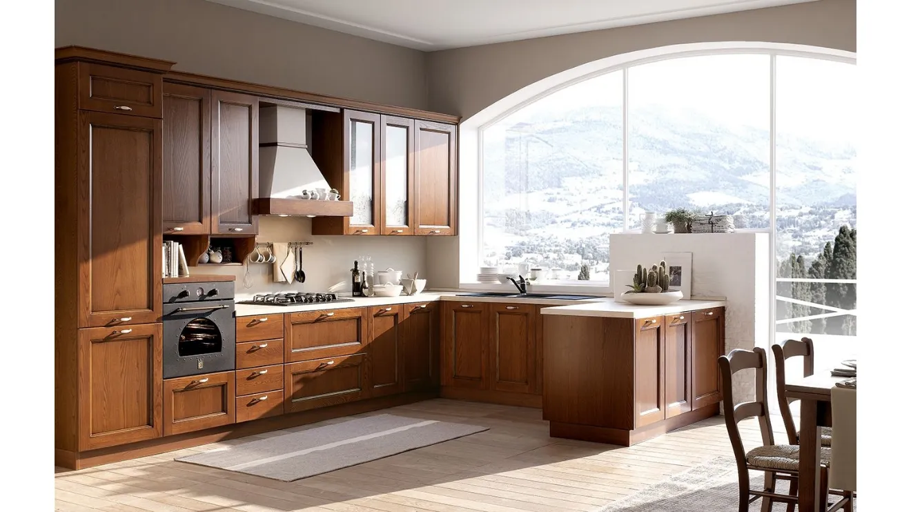 Cucina Classica angolare Venezia in frassino massello finitura tinto noce di Forma la cucina