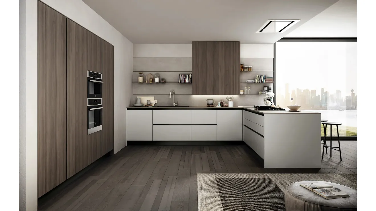 Cucina Moderna in laccato e laminato con penisola Cloe 06 di Arredo3