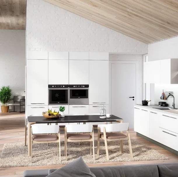 Cucina Moderna lineare Colibrì in finitura laccato bianco giappone di Forma la cucina