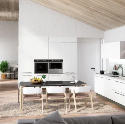 Cucina Moderna lineare Colibrì in finitura laccato bianco giappone di Forma la cucina