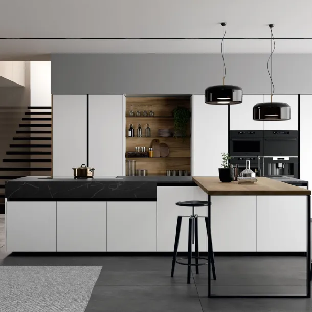 Cucina Moderna Glass 2 0 06 con isola di Arredo3
